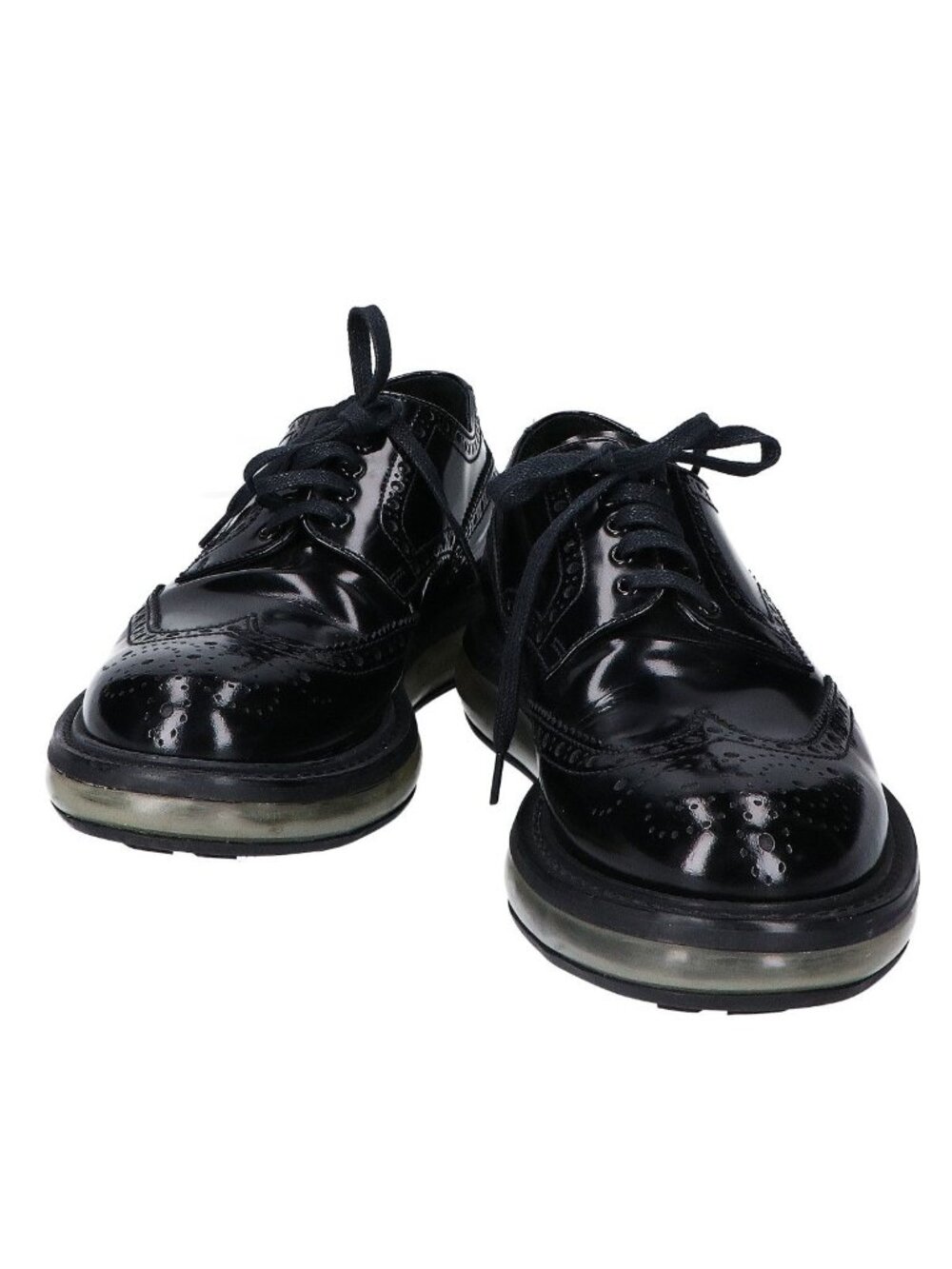 Prada Black Patent Air Sole Wingtip Shoes